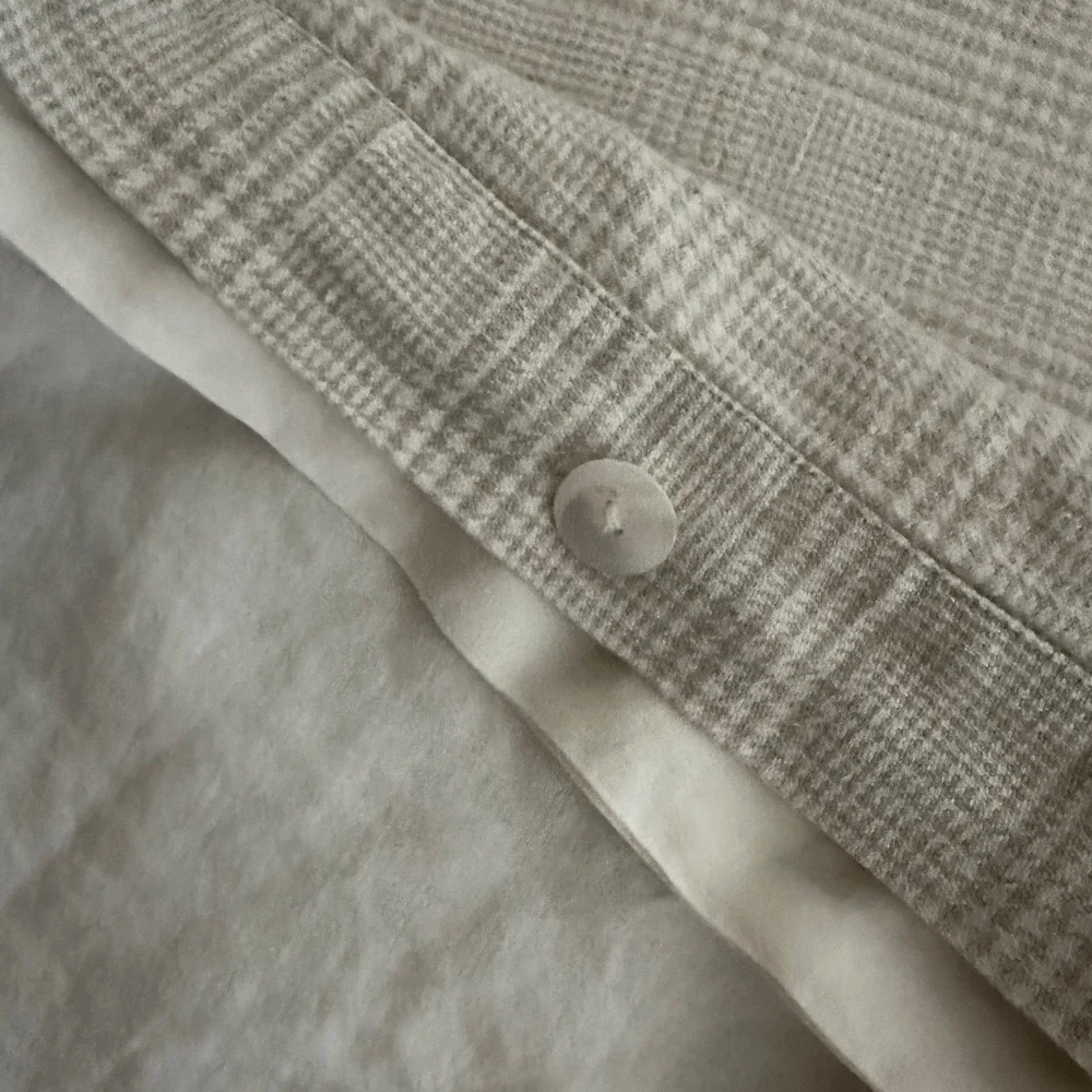 Pom Pom at Home Organic Cotton Linen Glen Plaid Duvet Cover Cream Tan Checkered